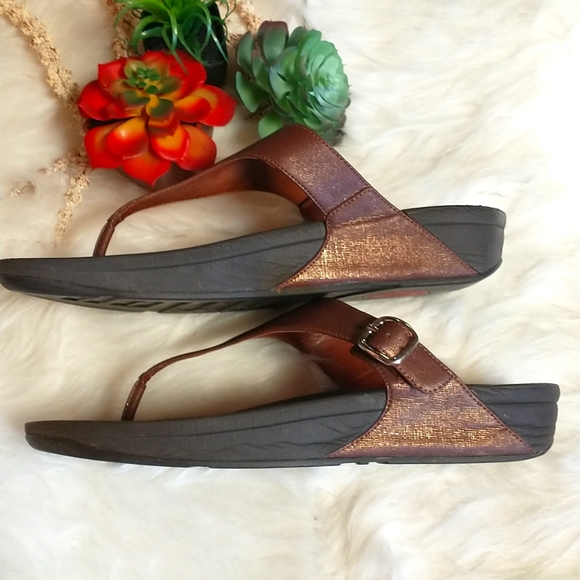 Fitflop "Lulu" Toe Post Sandals With Adjustable Buckle Sz 11 - Picture 5 of 11